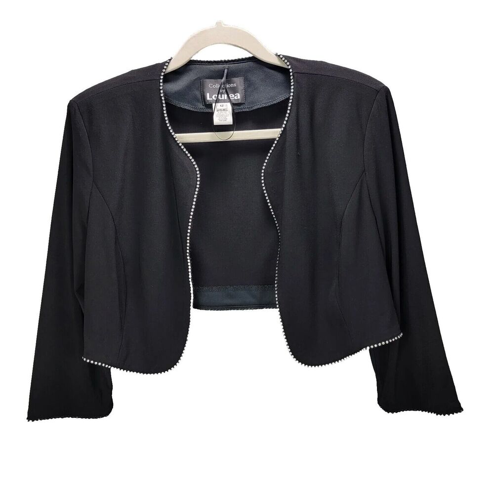 Collections by Lourea  Cardigan Jacket Womens 12 Rhinestone Cropped Evening